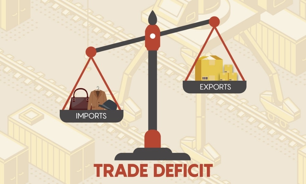 Thâm hụt thương mại xảy ra khi tổng giá trị hàng hóa và dịch vụ nhập khẩu của một quốc gia lớn hơn tổng giá trị hàng hóa và dịch vụ xuất khẩu